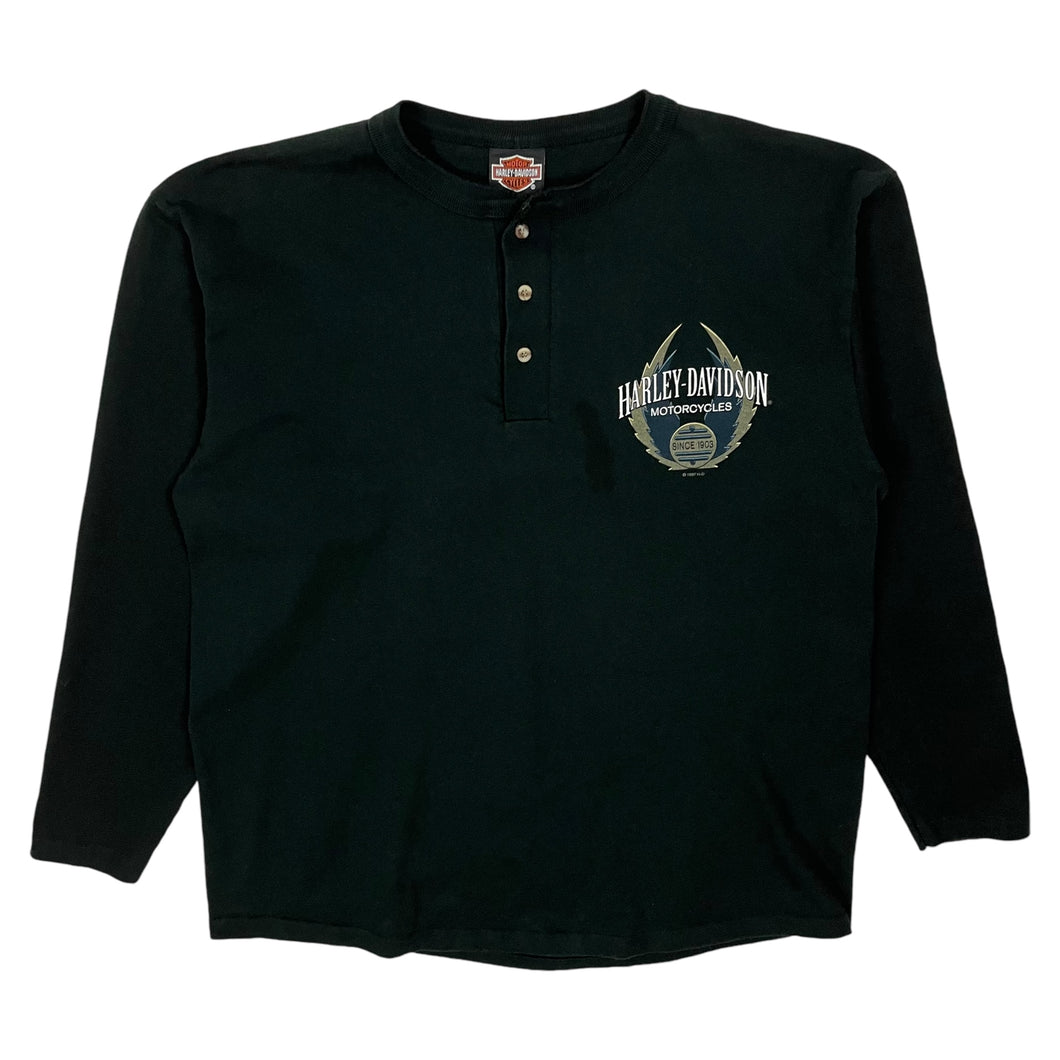 1997 Harley-Davidson Gargoyle Henley Long Sleeve - Size L