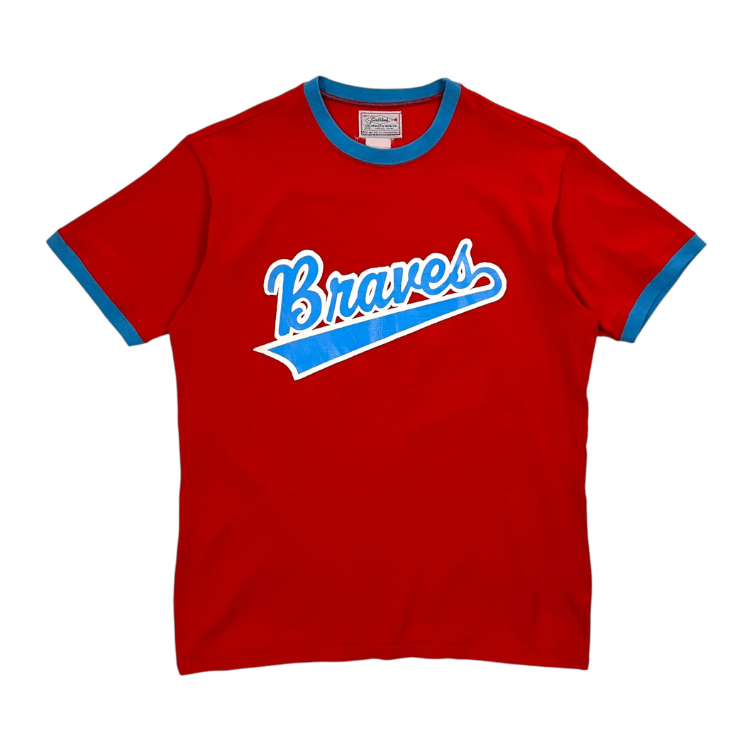 Braves Script Logo Sand Knit Southland Ringer Jersey - Size XL