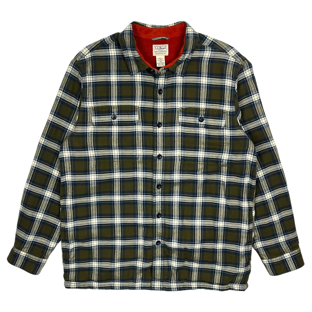 LL Bean Fleece Lined Flannel Button Down - Size XL