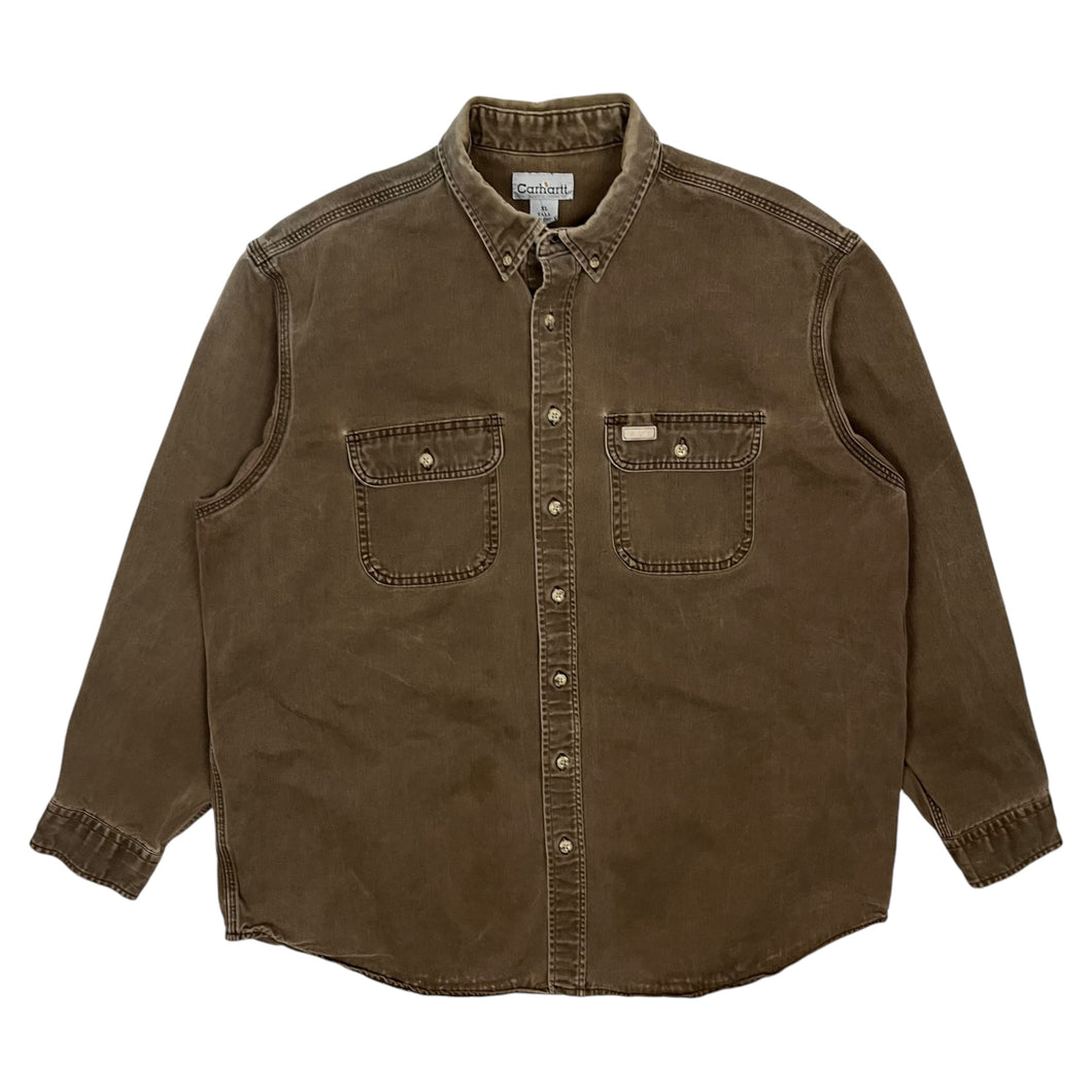 Sun Baked Carhartt Button Down Work Shirt - Size XXL