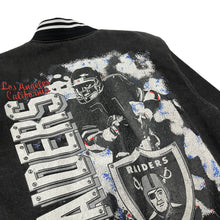 Load image into Gallery viewer, Los Angeles Raiders Denim Bomber Jacket - Size L
