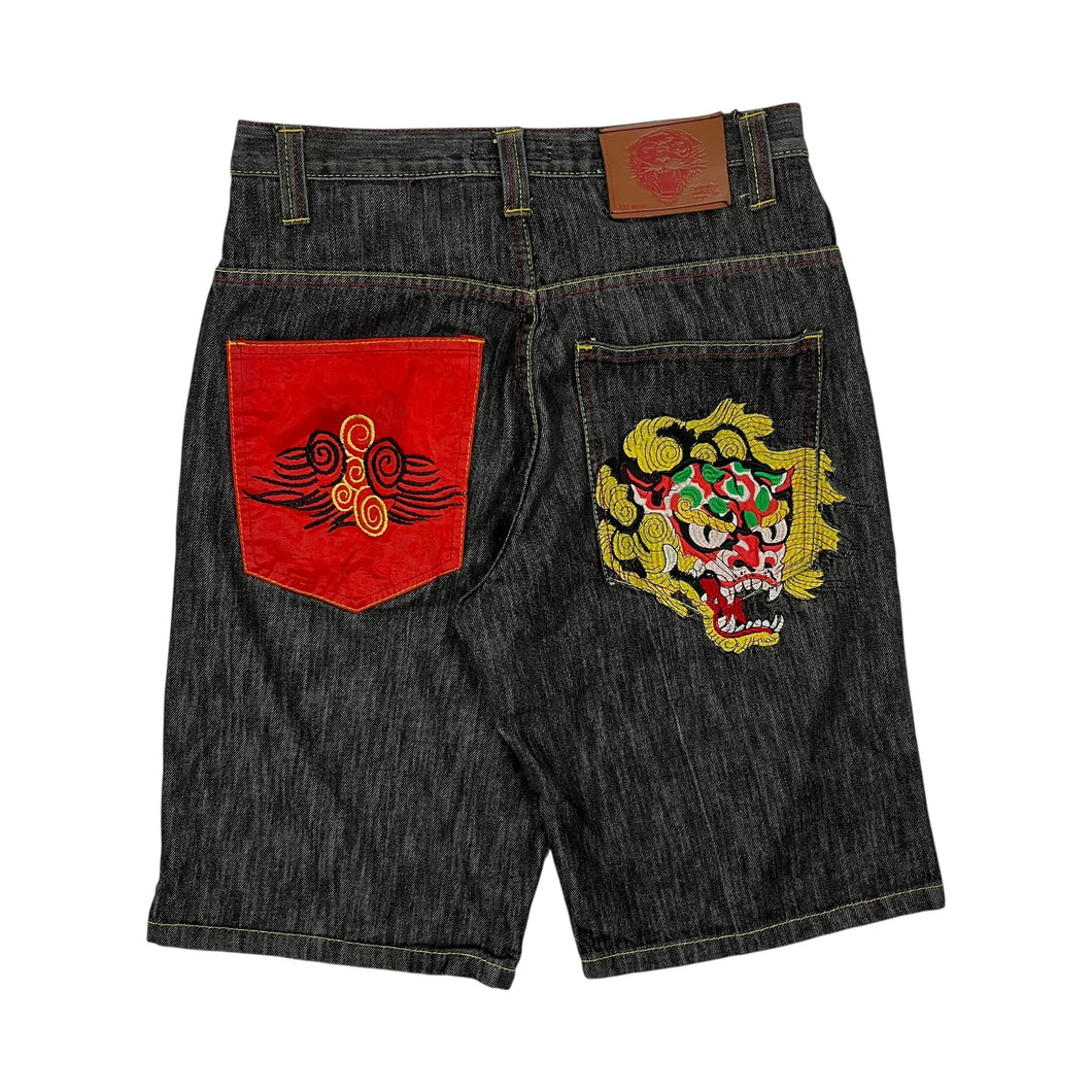 Ed Hardy Dragon Baggy Denim Shorts - Size 32