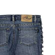 Load image into Gallery viewer, Women's Platinum Plush Rhinestone Peak-a-boo Capris - Size S
