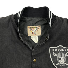 Load image into Gallery viewer, Los Angeles Raiders Denim Bomber Jacket - Size L
