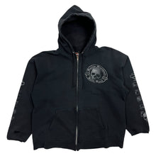 Load image into Gallery viewer, Distressed Harley-Davidson Hella Good Skull Zip-Up Hoodie - Size L
