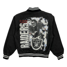 Load image into Gallery viewer, Los Angeles Raiders Denim Bomber Jacket - Size L
