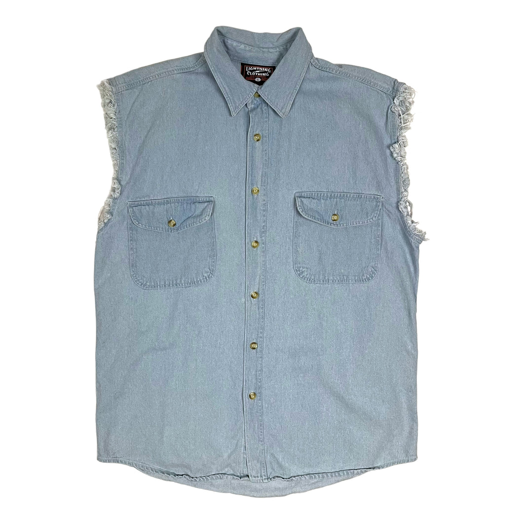 2002 Sturgis Cut Off Denim Shirt - Size XL