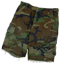 Load image into Gallery viewer, US Military Cut Off Raw Hem Woodland Camo Shorts - Size 29&quot;
