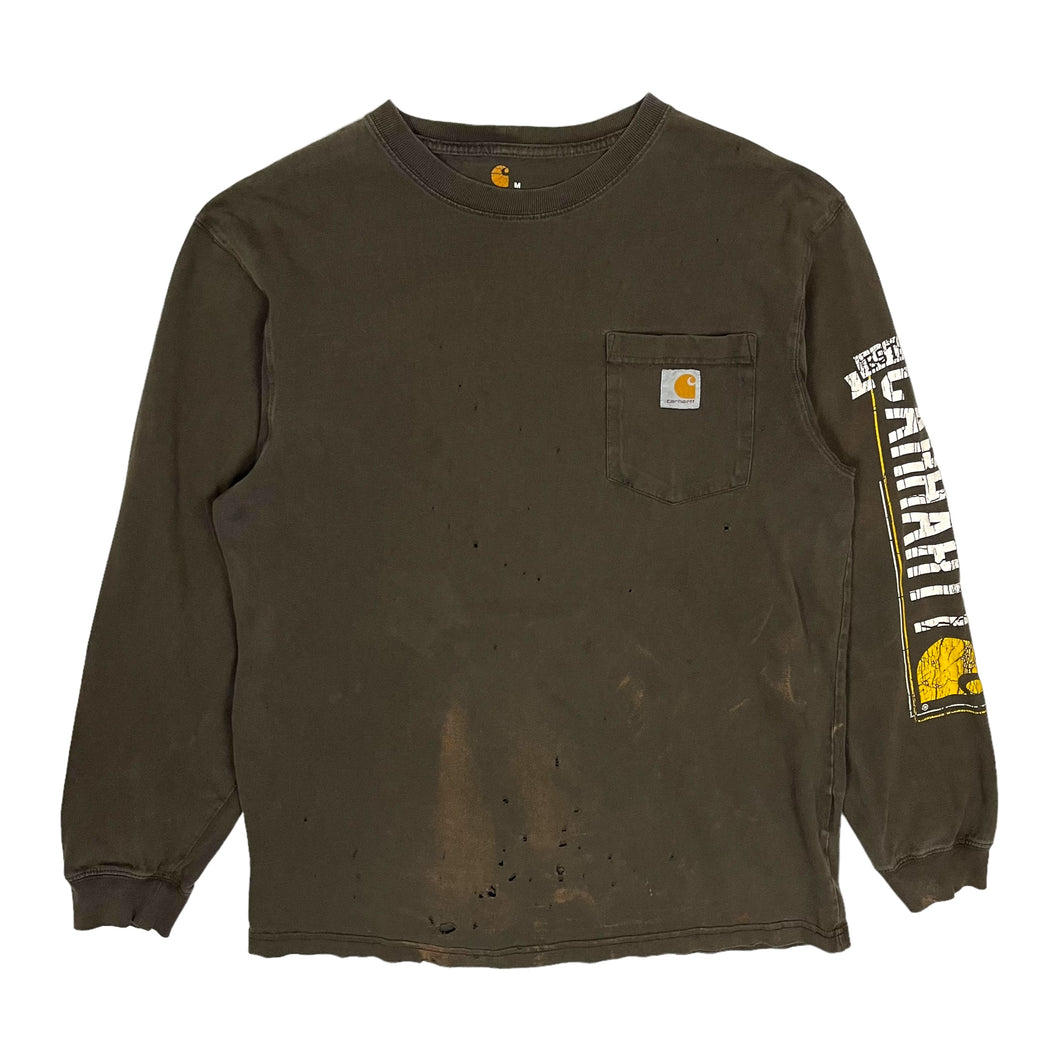 Distressed Carhartt Pocket Long Sleeve - Size XL
