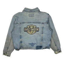Load image into Gallery viewer, Distressed Harley-Davidson Denim Biker Jacket - Size S/M
