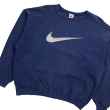 Load image into Gallery viewer, Distressed Nike Swoosh Crewneck Sweatshirt - Size L/XL
