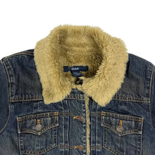 Load image into Gallery viewer, Women&#39;s Fall 2002 Gap Shearling Lined Denim Jacket - Size S
