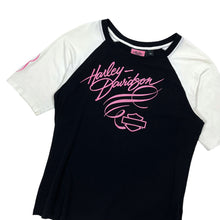 Load image into Gallery viewer, Women&#39;s Harley-Davidson Sparkle Script Logo Baseball Tee - Size XL
