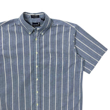 Load image into Gallery viewer, Single Stitch Striped Raw Hem Oxford Button Down - Size L
