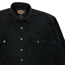 Load image into Gallery viewer, Harley-Davidson Embroidered Western Denim Button Up Shirt - Size L
