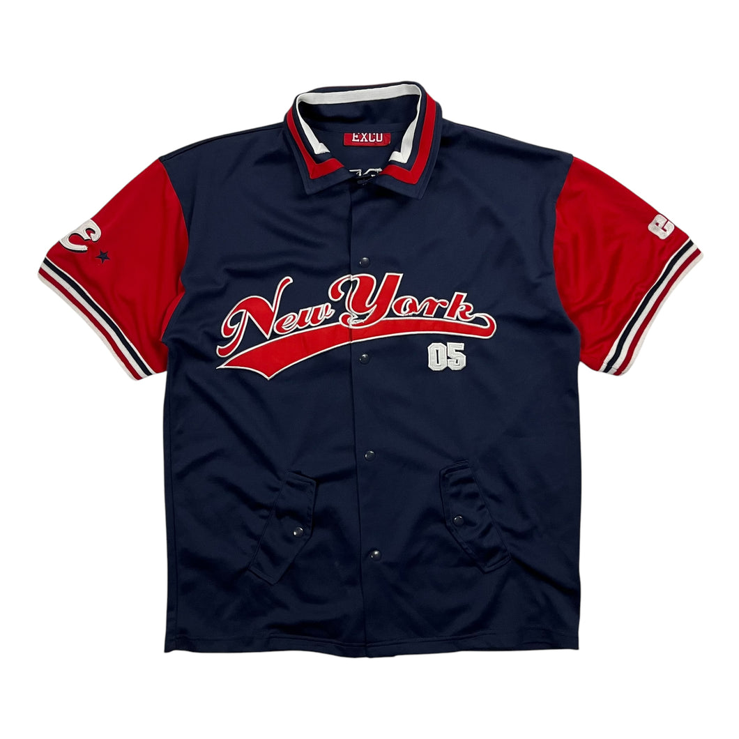 Exco New York Script Logo Button Up Baseball Jersey - Size XL