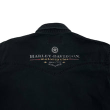 Load image into Gallery viewer, Harley-Davidson Embroidered Western Denim Button Up Shirt - Size L
