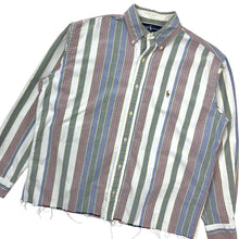 Load image into Gallery viewer, Ralph Lauren Vertical Stripe Raw Hem Button Down - Size M/L
