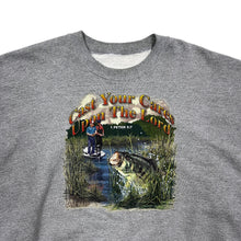 Load image into Gallery viewer, Cast Your Cares Christian Fishing Crewneck Sweatshirt - Size M/L
