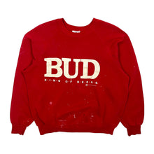 Load image into Gallery viewer, Distressed 1991 Budweiser King Of Beers Raglan Painters Crewneck Sweatshirt - Size L
