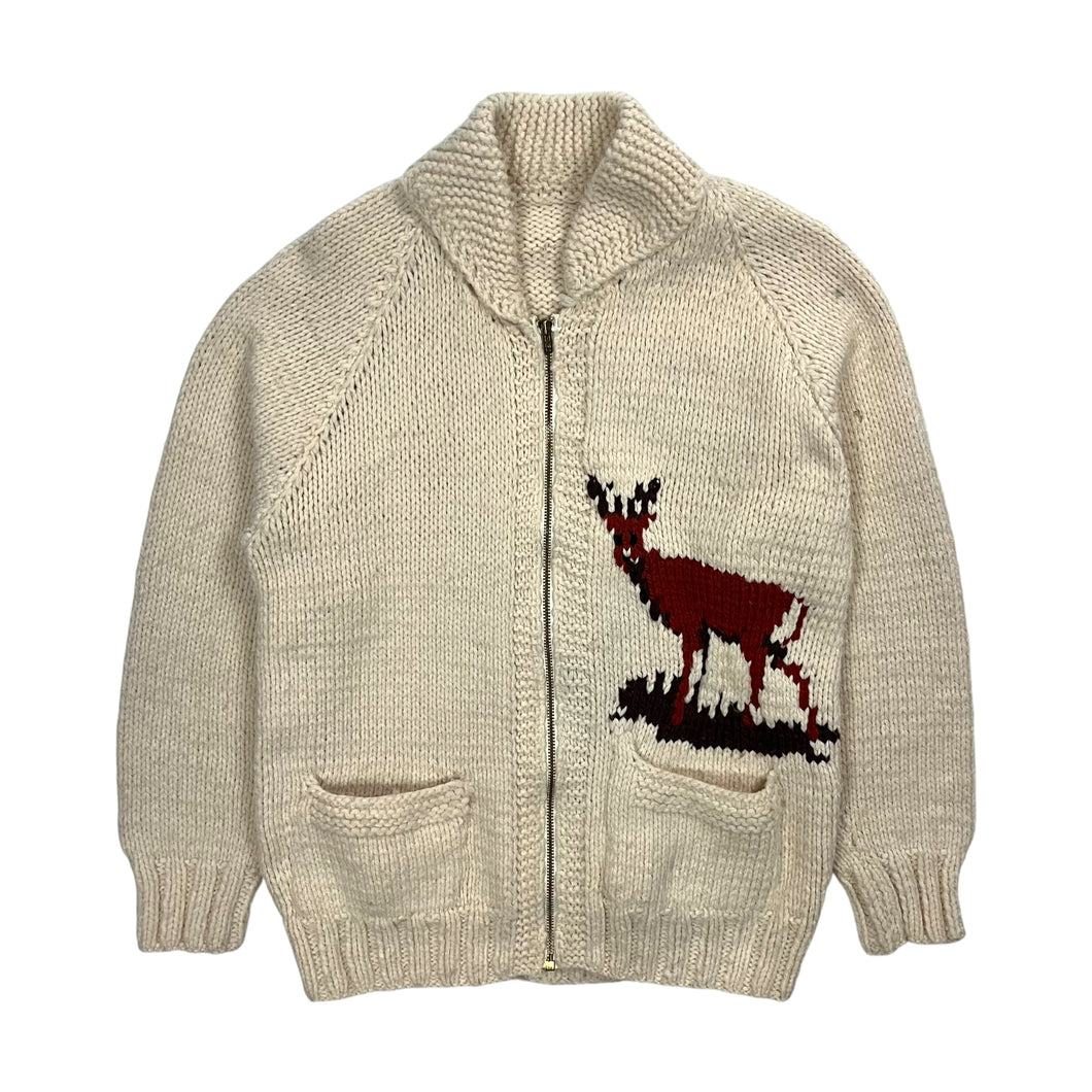 Deer Hunting Hand Knit Cowichan Sweater - Size L