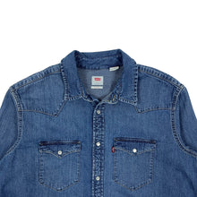 Load image into Gallery viewer, Levi&#39;s Pearl Snap Raw Hem Denim Western Shirt - Size L
