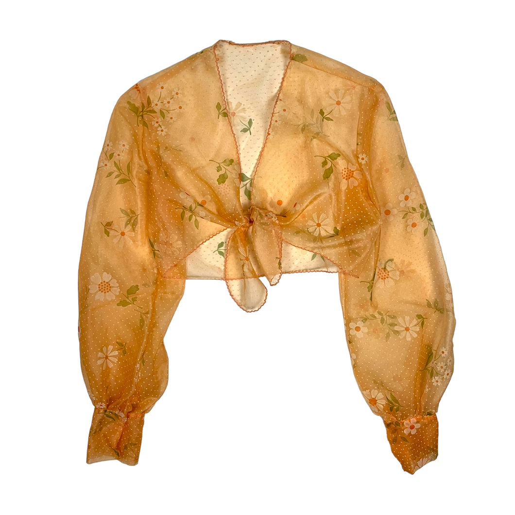 Women's Floral Print Tie Up Blouse - OSFA