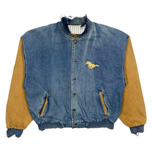 Load image into Gallery viewer, Distressed Ford Mustang Denim Varsity Jacket - Size L
