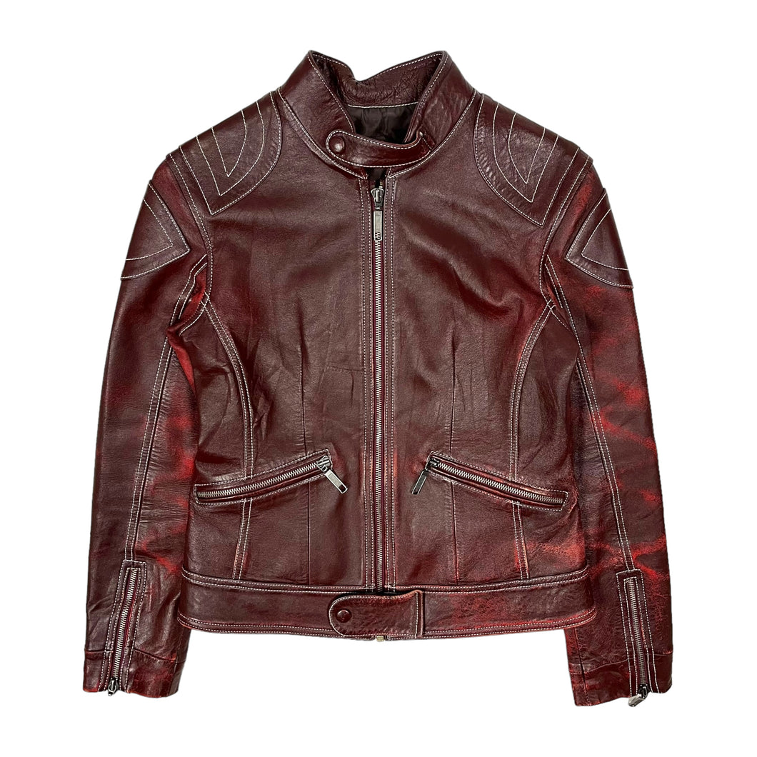 Women's Cafe Racer Leather Jacket - Size S