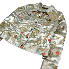Load image into Gallery viewer, Women&#39;s Faux Silk Dragon &amp; Phoenix Trucker Jacket - Size S/M
