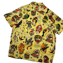 Load image into Gallery viewer, Ed Hardy Traditional Tattoo Flashboard All Over Print Button Up - Size L
