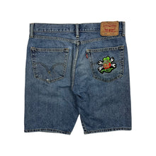 Load image into Gallery viewer, Levi&#39;s 505 Rat Fink Patched Denim Shorts - Size 33&quot;
