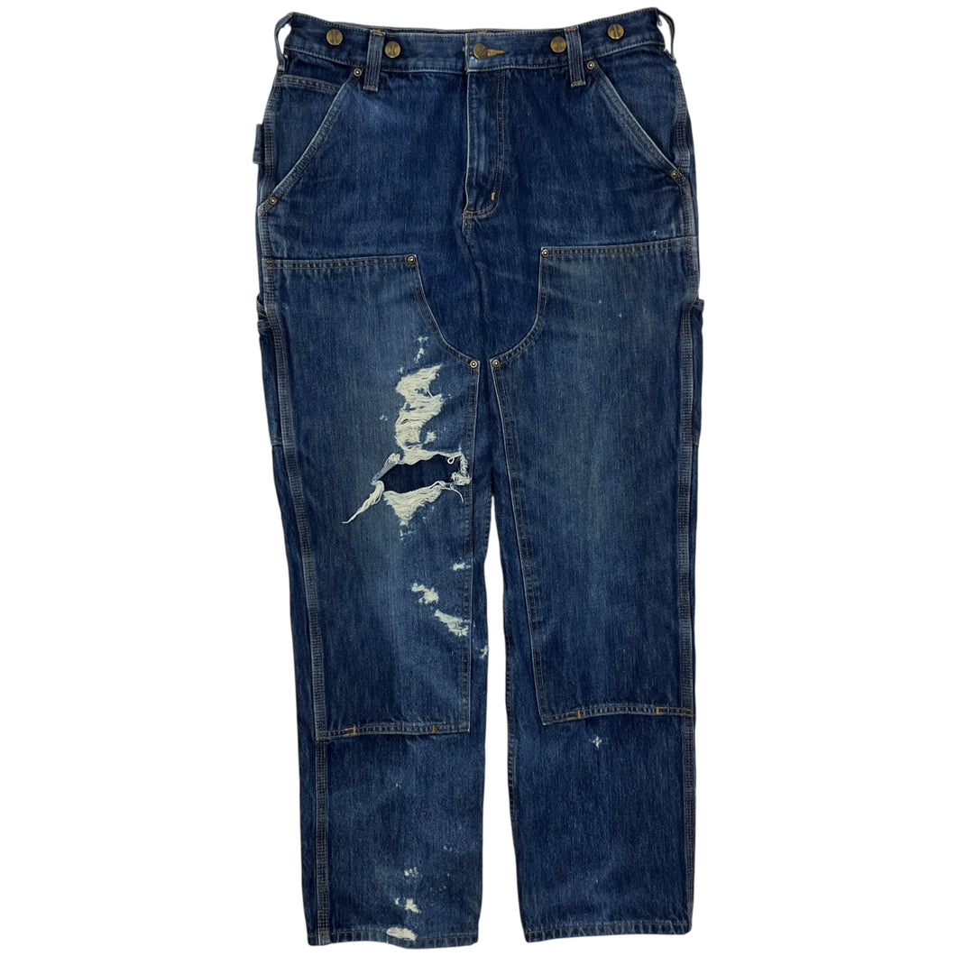 Distressed Carhartt Denim Double Knee Carpenter's Pants - Size 34