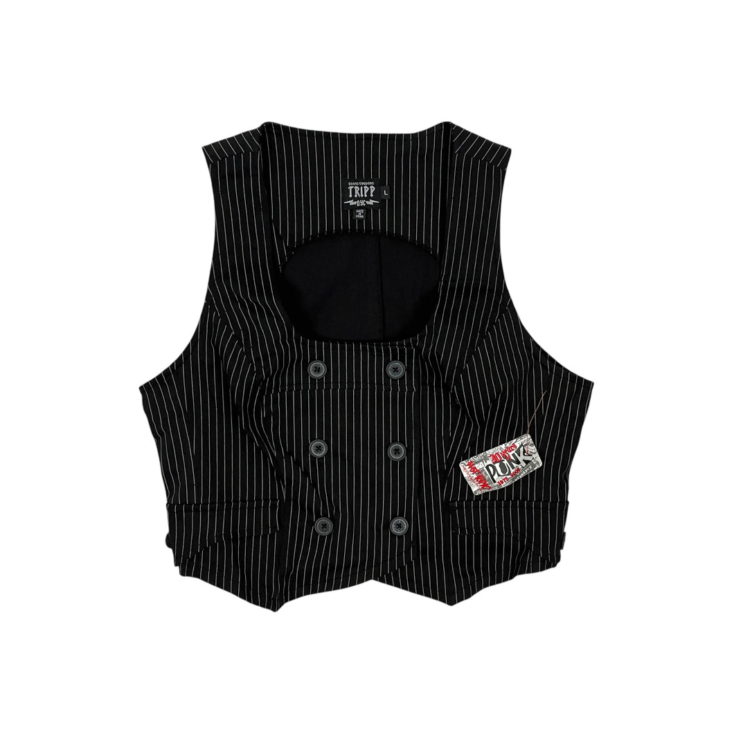 Deadstock Women's Tripp NYC Hot Topic Pinstripe Cropped Vest - Size L