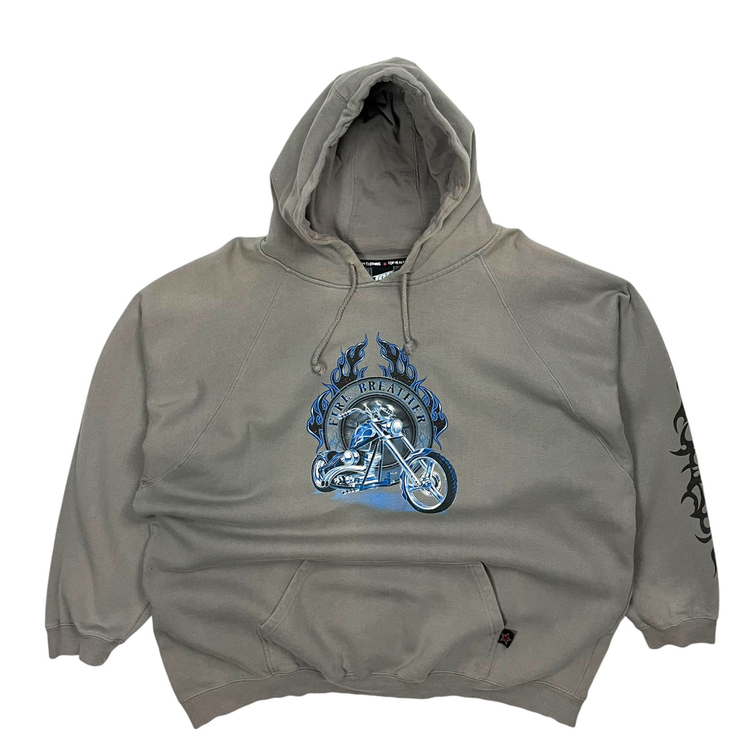 Fire Breather Chopper Flame Pullover Hoodie - Size XXL