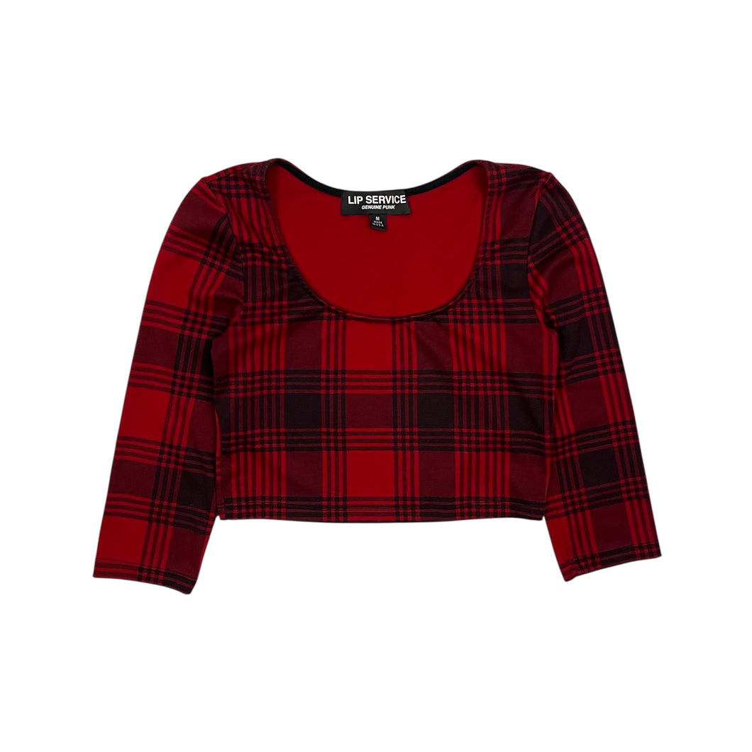 Women's Lip Service Cropped Plaid Quarter Sleeve - Size S