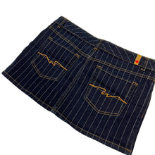 Load image into Gallery viewer, Women&#39;s Blueasphalt Pinstriped Denim Mini Skirt - Size L
