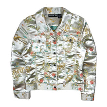 Load image into Gallery viewer, Women&#39;s Faux Silk Dragon &amp; Phoenix Trucker Jacket - Size S/M
