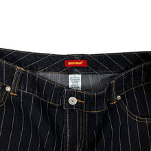 Load image into Gallery viewer, Women&#39;s Blueasphalt Pinstriped Denim Mini Skirt - Size L
