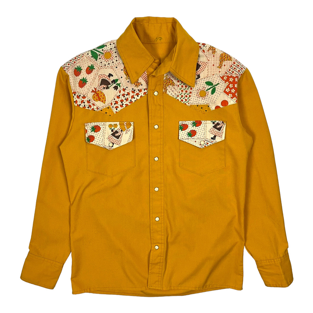 Hand Made Western Snap Button Up Shirt - Size L