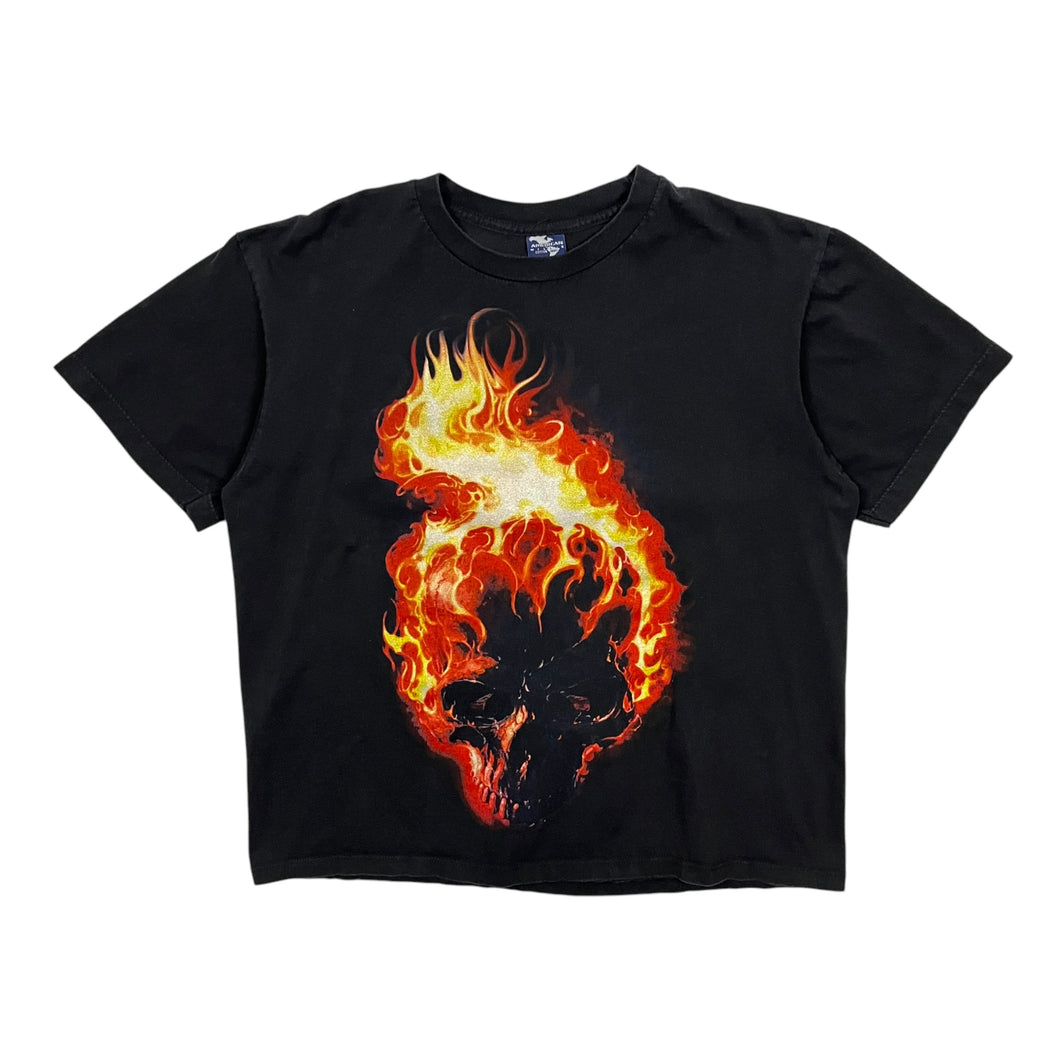 Burning Skull Glitter Tee - Size M