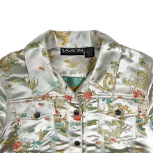 Load image into Gallery viewer, Women&#39;s Faux Silk Dragon &amp; Phoenix Trucker Jacket - Size S/M
