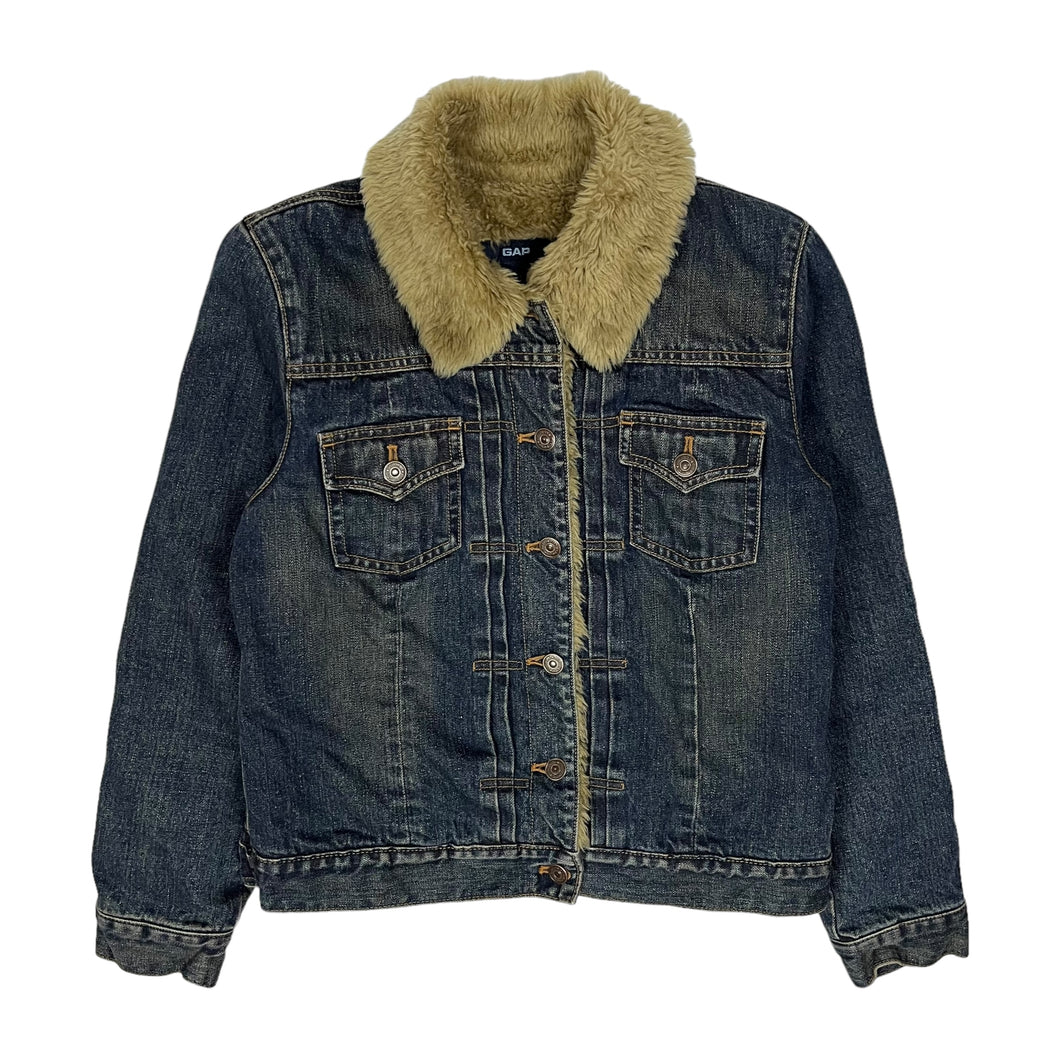 Women's Fall 2002 Gap Shearling Lined Denim Jacket - Size S
