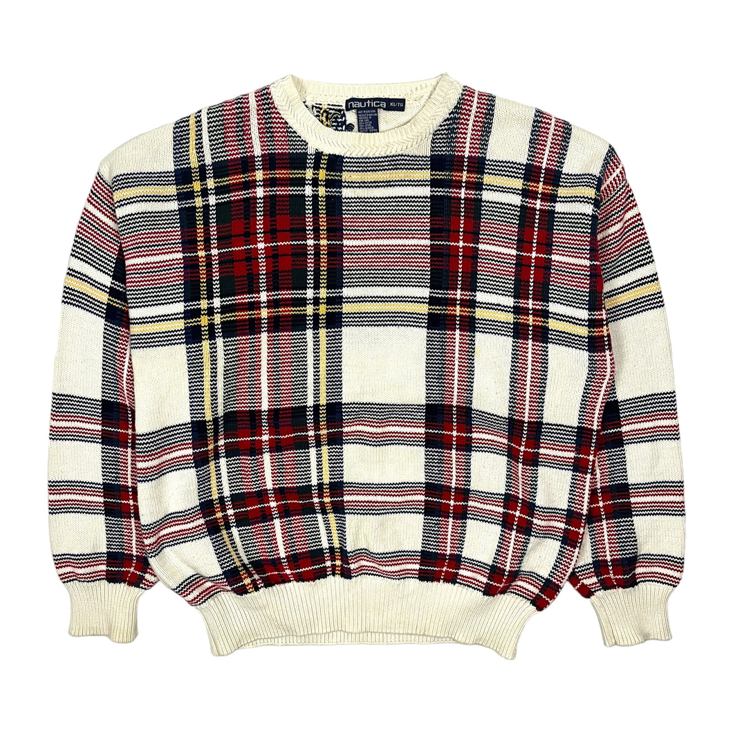 Nautica Plaid Knit Sweater - Size XL