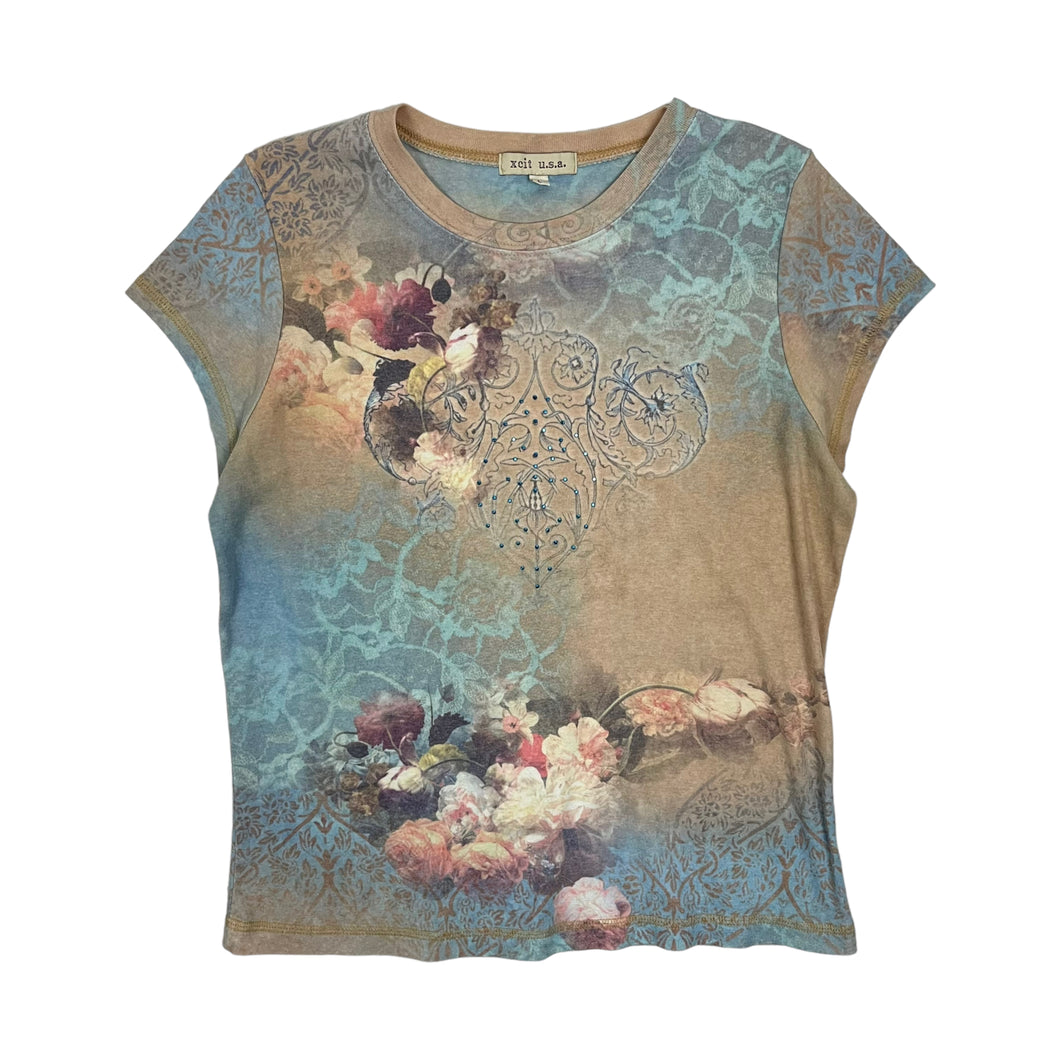 Women's Floral Baby Tee - Size L
