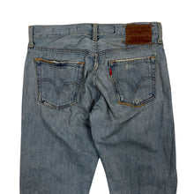 Load image into Gallery viewer, Distressed Levi's 527 Low Boot Cut Denim Jeans - Size 32"
