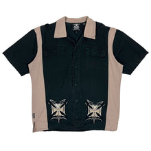 Load image into Gallery viewer, Two Tone Biker Button Up Shirt - Size L
