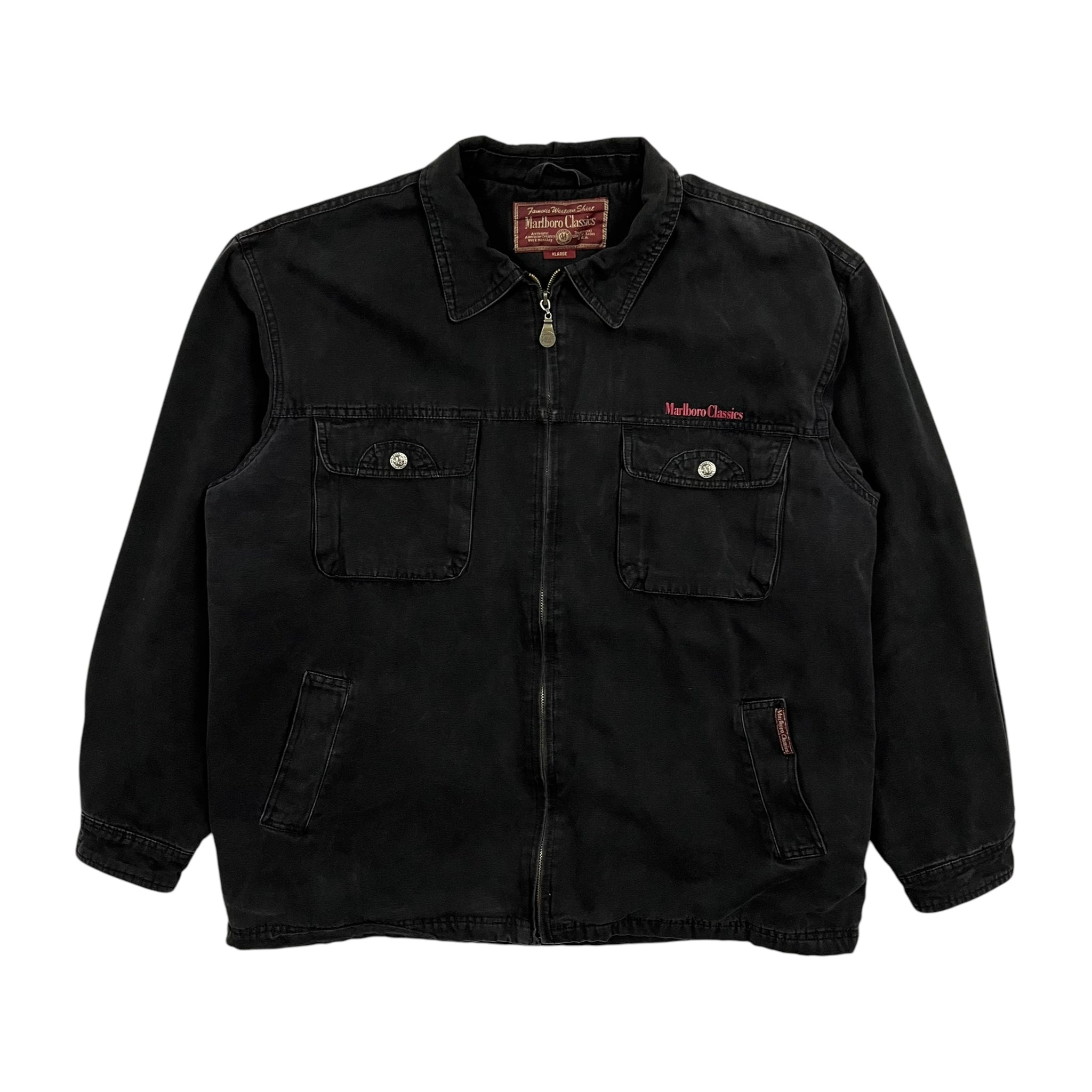 Marlboro Classics Flannel Lined Western Denim Jacket - Size L/XL Marlboro Classics Flannel Lined Western Denim Jacket - Size L/XL