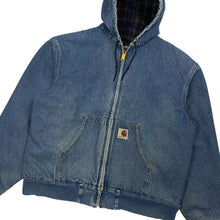 Load image into Gallery viewer, Carhartt Blanket-Lined Hooded Denim Work Jacket - Size L
