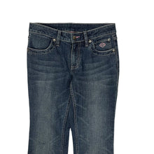 Load image into Gallery viewer, Dead Stock Women&#39;s Harley-Davidson Low Rise Flared Bedazzled Denim Jeans - Size XS
